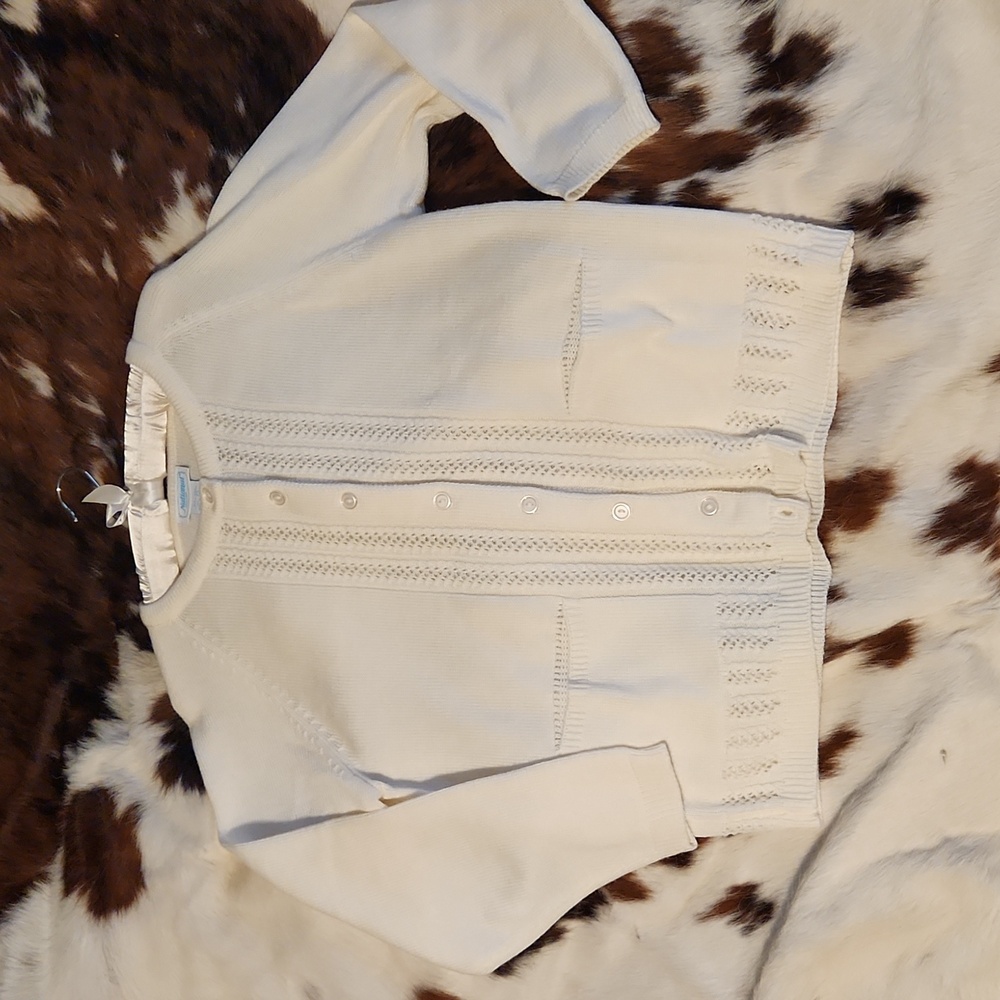 Vintage White Button Sweater Sz PL